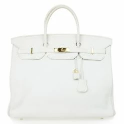 Hermes Blanc Togo Calfskin Gold Hardware Birkin 40 For Women