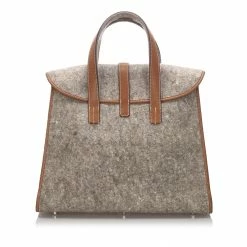 Hermes Gray/Brown Wool Feu2Dou Tote Bag For Women -Deals Hermes Store luxury women hermes used handbags p285155 006