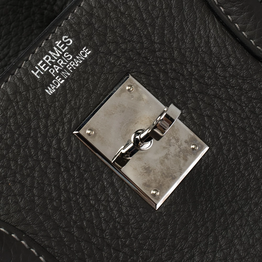 Hermes Graphite Clemence Leather Palladium Hardware Birkin 40 Bag For Women 12 Hermes Graphite Clemence Leather Palladium Hardware Birkin 40 Bag For Women - Image 10