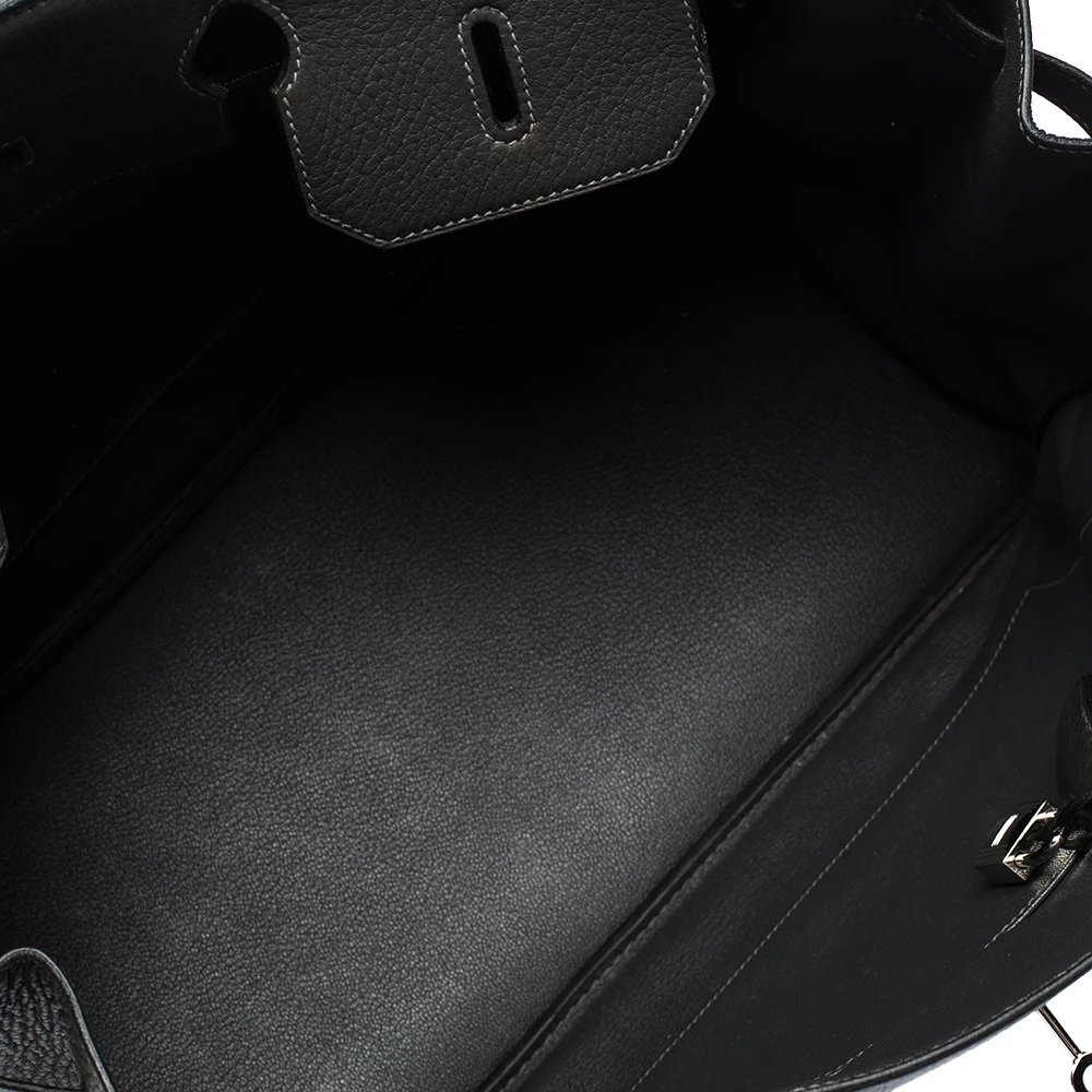 Hermes Graphite Clemence Leather Palladium Hardware Birkin 40 Bag For Women 10 Hermes Graphite Clemence Leather Palladium Hardware Birkin 40 Bag For Women - Image 8