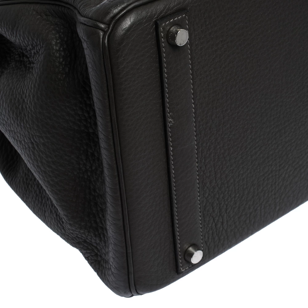 Hermes Graphite Clemence Leather Palladium Hardware Birkin 40 Bag For Women 15 Hermes Graphite Clemence Leather Palladium Hardware Birkin 40 Bag For Women - Image 13