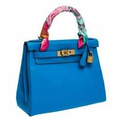 Hermes Blue Hydra Evercolor Leather Gold Hardware Kelly Retourne 28 Bag For Women -Deals Hermes Store luxury women hermes used handbags p287736 002