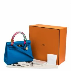 Hermes Blue Hydra Evercolor Leather Gold Hardware Kelly Retourne 28 Bag For Women -Deals Hermes Store luxury women hermes used handbags p287736 005