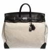 Hermes Beige Canvas And Ebene Clemence Leather Palladium Hardware HAC Birkin 50 Bag For Women -Deals Hermes Store luxury women hermes used handbags p287757 003