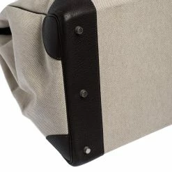 Hermes Beige Canvas And Ebene Clemence Leather Palladium Hardware HAC Birkin 50 Bag For Women 30 Hermes Beige Canvas And Ebene Clemence Leather Palladium Hardware HAC Birkin 50 Bag For Women -Deals Hermes Store luxury women hermes used handbags p287757 007