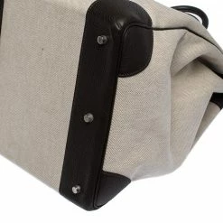 Hermes Beige Canvas And Ebene Clemence Leather Palladium Hardware HAC Birkin 50 Bag For Women 31 Hermes Beige Canvas And Ebene Clemence Leather Palladium Hardware HAC Birkin 50 Bag For Women -Deals Hermes Store luxury women hermes used handbags p287757 008