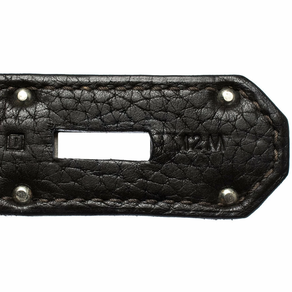 Hermes Beige Canvas And Ebene Clemence Leather Palladium Hardware HAC Birkin 50 Bag For Women 12 Hermes Beige Canvas And Ebene Clemence Leather Palladium Hardware HAC Birkin 50 Bag For Women - Image 10