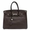 Hermes Cacao Vache Liegee Leather Palladium Hardware Birkin 35 Bag For Women -Deals Hermes Store luxury women hermes used handbags p290619 016