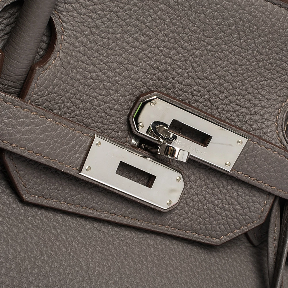 Hermes Etain Togo Leather Palladium Hardware Birkin 40 Bag For Women 8 Hermes Etain Togo Leather Palladium Hardware Birkin 40 Bag For Women - Image 6