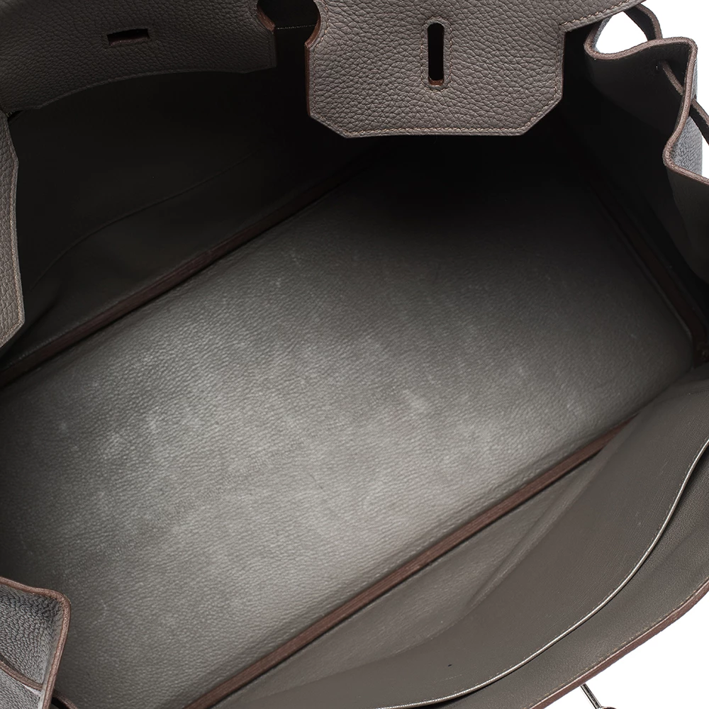 Hermes Etain Togo Leather Palladium Hardware Birkin 40 Bag For Women 11 Hermes Etain Togo Leather Palladium Hardware Birkin 40 Bag For Women - Image 9