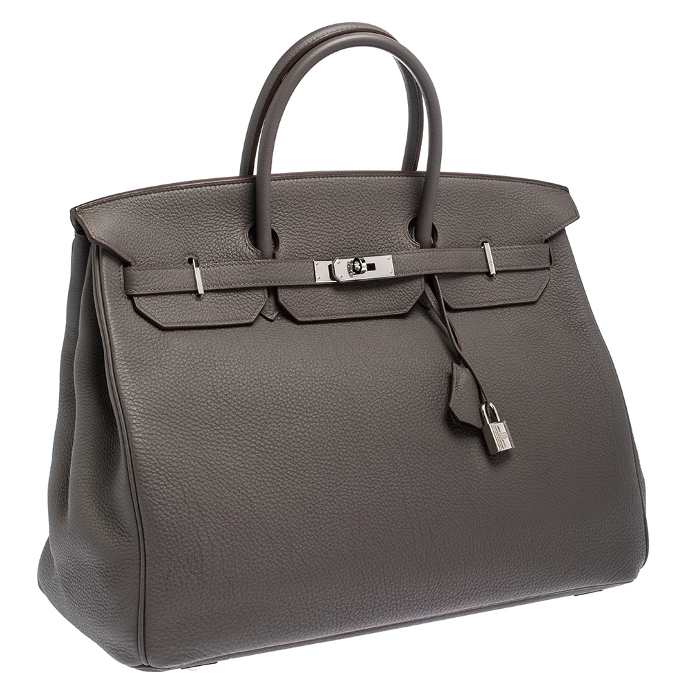 Hermes Etain Togo Leather Palladium Hardware Birkin 40 Bag For Women 5 Hermes Etain Togo Leather Palladium Hardware Birkin 40 Bag For Women - Image 3