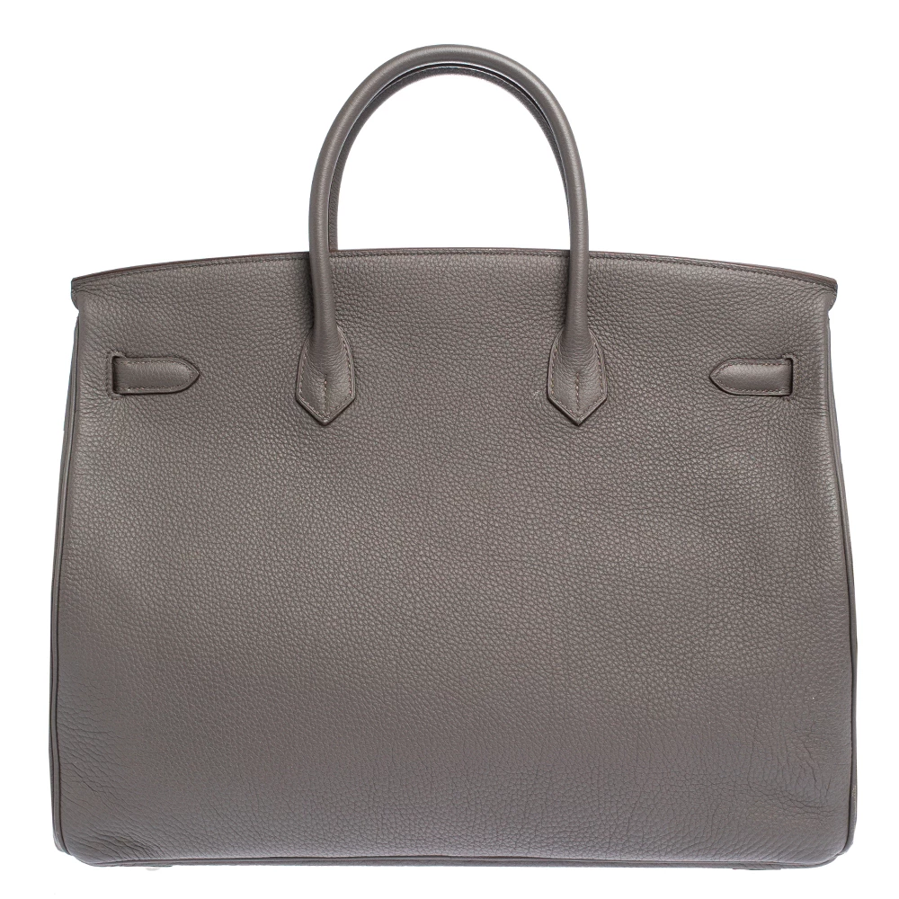 Hermes Etain Togo Leather Palladium Hardware Birkin 40 Bag For Women 6 Hermes Etain Togo Leather Palladium Hardware Birkin 40 Bag For Women - Image 4