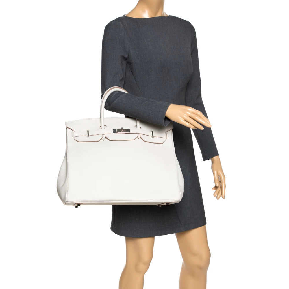 Hermes Gris Perle Togo Leather Palladium Hardware Birkin 35 Bag For Women 4 Hermes Gris Perle Togo Leather Palladium Hardware Birkin 35 Bag For Women - Image 2