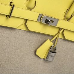 Hermes Soufre/Beige Canvas And Leather Palladium Hardware HAC Birkin 40 Bag For Women -Deals Hermes Store luxury women hermes used handbags p292718 003