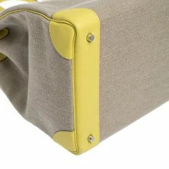 Hermes Soufre/Beige Canvas And Leather Palladium Hardware HAC Birkin 40 Bag For Women -Deals Hermes Store luxury women hermes used handbags p292718 009