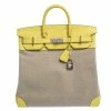 Hermes Soufre/Beige Canvas And Leather Palladium Hardware HAC Birkin 40 Bag For Women -Deals Hermes Store luxury women hermes used handbags p292718 011