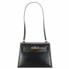 Hermes Black Calf Leather Gold Hardware Mini Box Kelly 20 Bag For Women