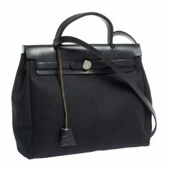 Hermes Black Canvas And Leather 2 In 1 Herbag 31 For Women -Deals Hermes Store luxury women hermes used handbags p296223 002