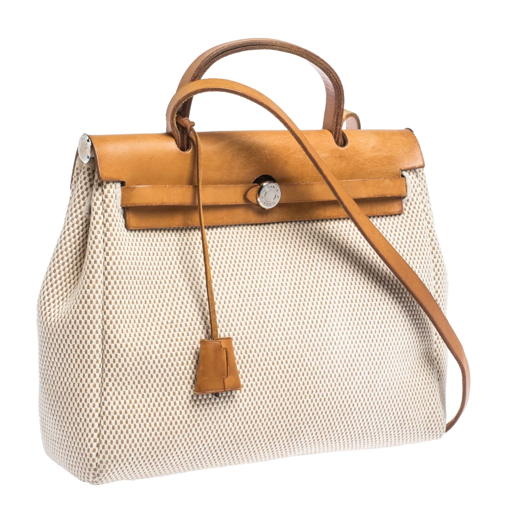 Hermes Beige/Natural Canvas And Leather 2 In 1 Herbag 31 For Women 5 Hermes Beige/Natural Canvas And Leather 2 In 1 Herbag 31 For Women - Image 3