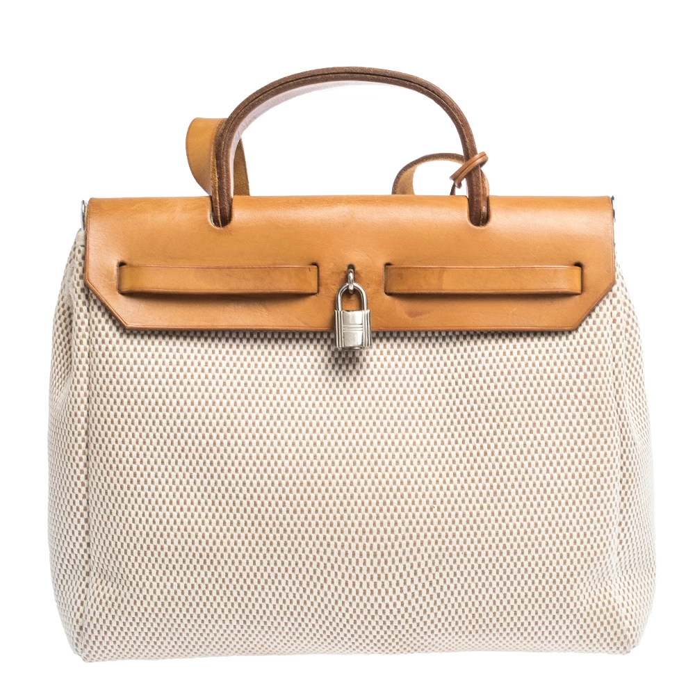 Hermes Beige/Natural Canvas And Leather 2 In 1 Herbag 31 For Women 6 Hermes Beige/Natural Canvas And Leather 2 In 1 Herbag 31 For Women - Image 4