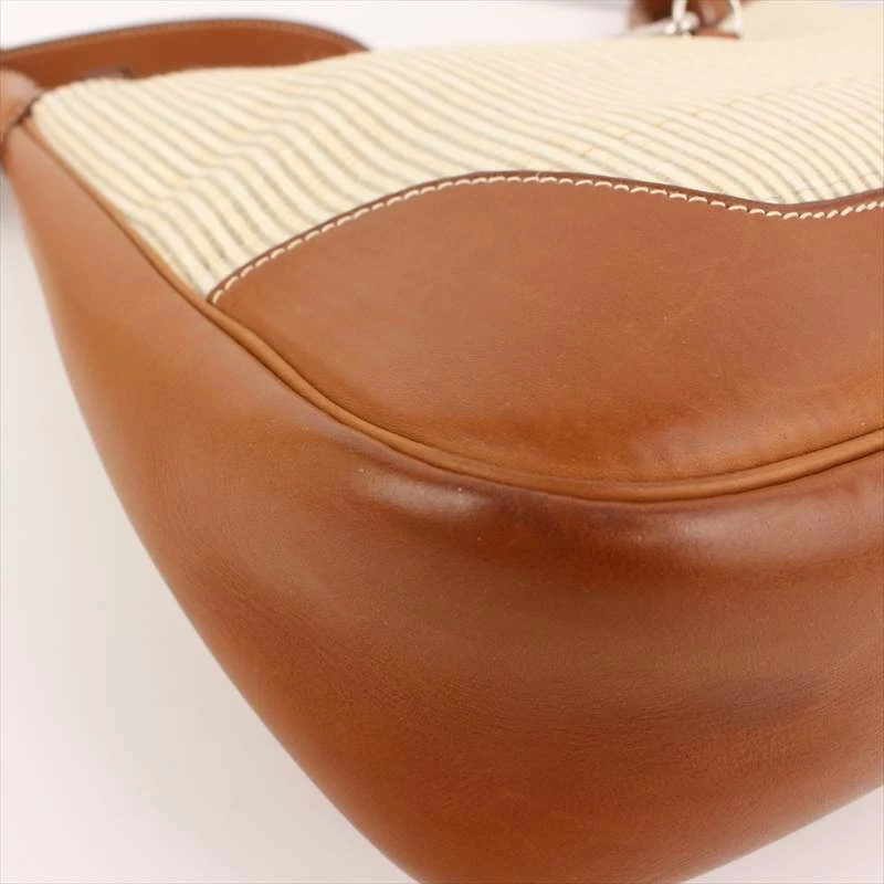 Hermes Brown Canvas And Leather Trim 31 Bag For Women 12 Hermes Brown Canvas And Leather Trim 31 Bag For Women - Image 10