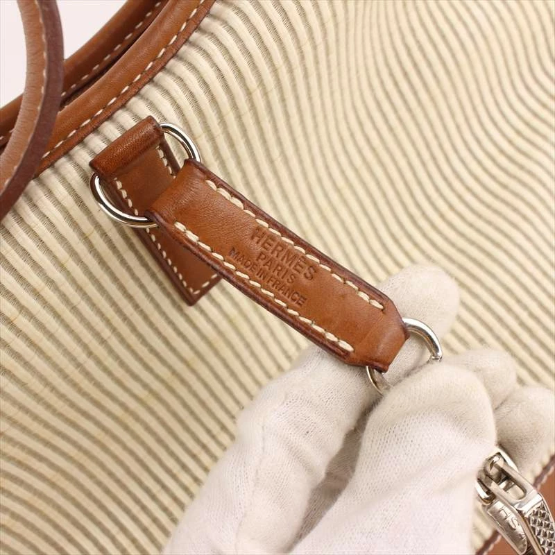 Hermes Brown Canvas And Leather Trim 31 Bag For Women 7 Hermes Brown Canvas And Leather Trim 31 Bag For Women - Image 5