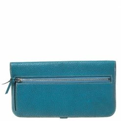 Hermes Blue Vache Liegee Leather Dogon Wallet For Women -Deals Hermes Store luxury women hermes used handbags p298030 002
