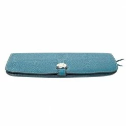 Hermes Blue Vache Liegee Leather Dogon Wallet For Women -Deals Hermes Store luxury women hermes used handbags p298030 008