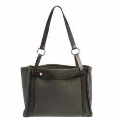 Hermes Green Canvas And Vache Hunter Leather Cabalicol Bag For Women