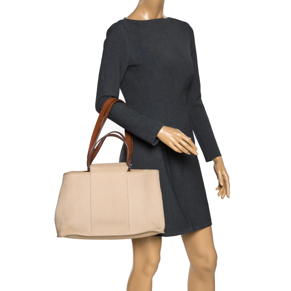 Hermes Beige Canvas Cabag Elan Tote For Women 4 Hermes Beige Canvas Cabag Elan Tote For Women - Image 2