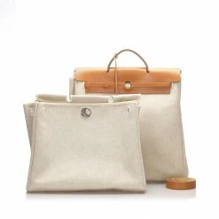 Hermes Beige Toile Canvas Herbag Shoulder Bag For Women 18 Hermes Beige Toile Canvas Herbag Shoulder Bag For Women -Deals Hermes Store luxury women hermes used handbags p300968 006