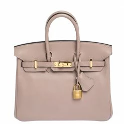 Hermes Glycine Evercolor Leather Gold Hardware Birkin 25 Bag For Women