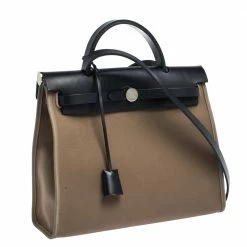 Hermes Blue Nuit/Khaki Canvas And Leather Herbag Zip 31 Bag For Women -Deals Hermes Store luxury women hermes used handbags p301405 008