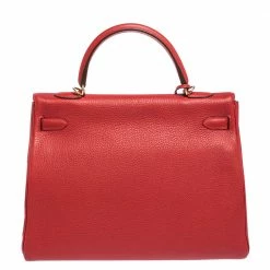 Hermes Rouge Casaque Togo Leather Gold Hardware Kelly Retourne 35 Bag For Women -Deals Hermes Store luxury women hermes used handbags p301436 003