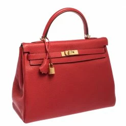 Hermes Rouge Casaque Togo Leather Gold Hardware Kelly Retourne 35 Bag For Women -Deals Hermes Store luxury women hermes used handbags p301436 011