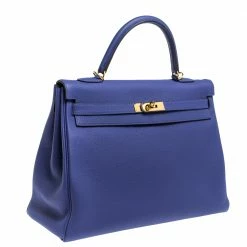 Hermes Blue Encre Evercolor Leather Gold Hardware Kelly Retourne 35 Bag For Women -Deals Hermes Store luxury women hermes used handbags p303094 003
