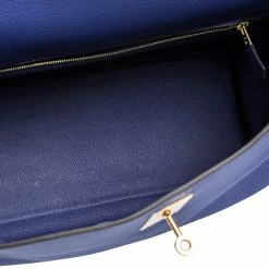 Hermes Blue Encre Evercolor Leather Gold Hardware Kelly Retourne 35 Bag For Women -Deals Hermes Store luxury women hermes used handbags p303094 008