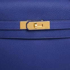 Hermes Blue Encre Evercolor Leather Gold Hardware Kelly Retourne 35 Bag For Women -Deals Hermes Store luxury women hermes used handbags p303094 014