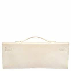 Hermes White Swift Leather Palladium Hardware Kelly Cut Clutch For Women -Deals Hermes Store luxury women hermes used handbags p303383 007