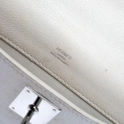 Hermes White Swift Leather Palladium Hardware Kelly Cut Clutch For Women -Deals Hermes Store luxury women hermes used handbags p303383 013