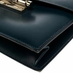 Hermes Blue De Galice Box Calf Leather Palladium Hardware Verrou Clutch For Women -Deals Hermes Store luxury women hermes used handbags p303386 002