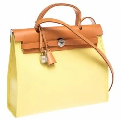 Hermes Natural/Soufre Canvas And Leather Herbag Zip 31 Bag For Women -Deals Hermes Store luxury women hermes used handbags p303393 001