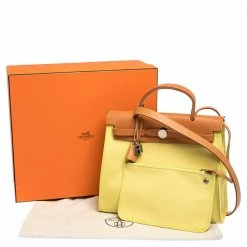 Hermes Natural/Soufre Canvas And Leather Herbag Zip 31 Bag For Women -Deals Hermes Store luxury women hermes used handbags p303393 007