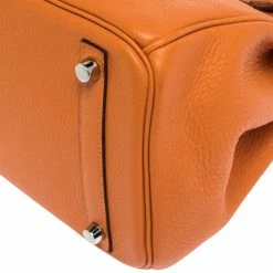 Hermes Orange Togo Leather Palladium Hardware Birkin 30 Bag For Women -Deals Hermes Store luxury women hermes used handbags p303402 001