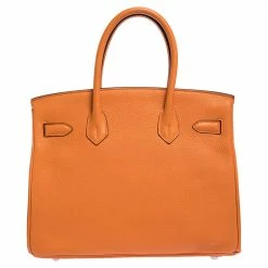 Hermes Orange Togo Leather Palladium Hardware Birkin 30 Bag For Women -Deals Hermes Store luxury women hermes used handbags p303402 005