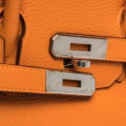 Hermes Orange Togo Leather Palladium Hardware Birkin 30 Bag For Women -Deals Hermes Store luxury women hermes used handbags p303402 006