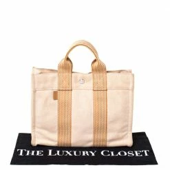 Hermes Orange/White Canvas Fourre Tout PM Bag For Women -Deals Hermes Store luxury women hermes used handbags p307879 004