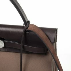 Hermes Brown Toile Herbag For Women -Deals Hermes Store luxury women hermes used handbags p30821 011
