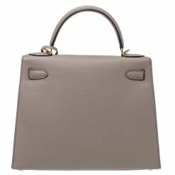 Hermes Gris Asphalte Epsom Leather Gold Hardware Kelly Sellier 28 Bag For Women -Deals Hermes Store luxury women hermes used handbags p313391 003