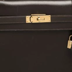 Hermes Cacao Box Calf Leather Gold Hardware Kelly Sellier 35 Bag For Women -Deals Hermes Store luxury women hermes used handbags p314664 002